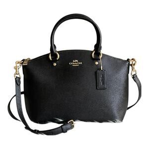 COACH SADIE SATCHEL BAG CROSSGRAIN LEATHER IN BLACK ADJUSTABLE CROSSBODY NEW